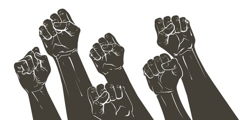 Vector Hand raised air fighting for human rights