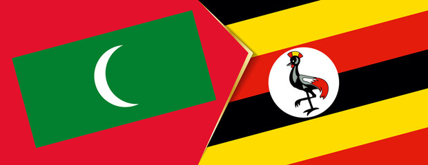 Maldives and Uganda flags, two vector flags.