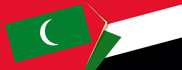 Maldives and Sudan flags, two vector flags.