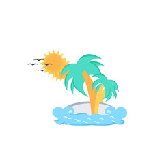 Fototapeta na wymiar Coconut tree with sunshine in an icon represents beach concept. 
