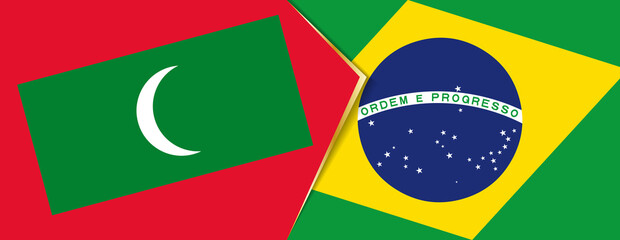 Maldives and Brazil flags, two vector flags.