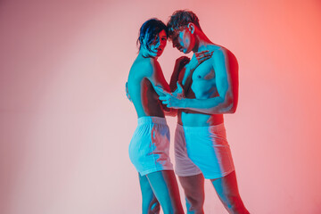 Sexy photo. Sexy man and woman. Couple in love. Love couple. Studio photo. Sensual. Romantic lovers. Lovely. 