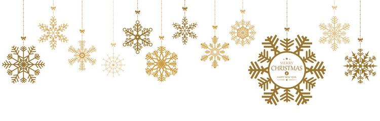 hanging snow stars banner for christmas greetings time © picoStudio