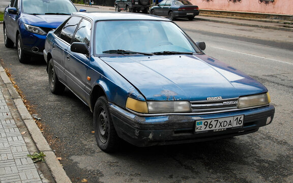 Kazakhstan, Ust-Kamenogorsk, september 27, 2020: Mazda Capella Fourth generation (GD/GV; 1987–1992). Mazda 626