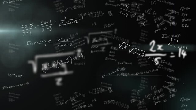Mathematical formulas against black background