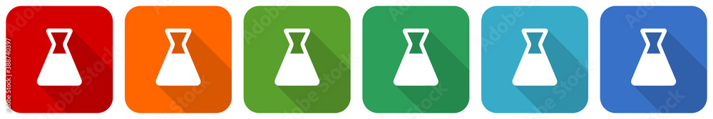 Leinwandbilder laboratory icon set, flat design vector illustration in 6 colors options for webdesign and mobile ap
