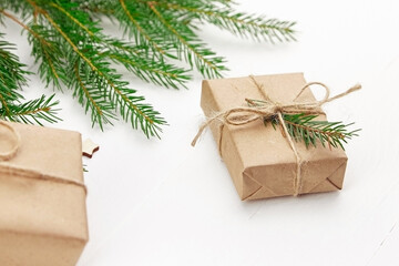 Fototapeta na wymiar Christmas and New Year holidays gift box.