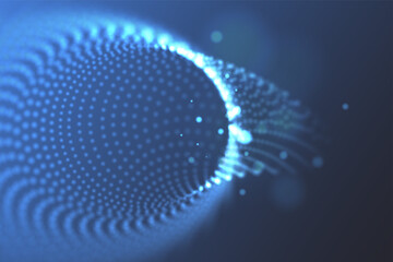 Abstract tunnel of small dots with depth of field effect. Vascular therapy concept. Blood veins and vessels vector illustration.