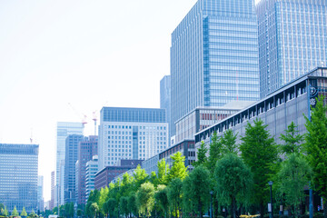 Obraz premium 帝国劇場と丸の内のビル群