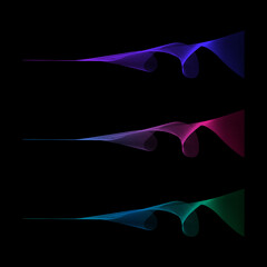 Abstract bright wave of the many colored lines. Wavy stripes isolated on dark background. Vector illustration EPS10. Creative line art. Design elements created using the Blend Tool.