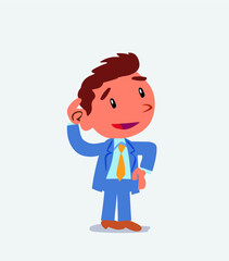 houghtful cartoon character of businessman scratching his head