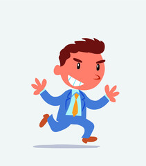  cartoon character of businessman running very pleased