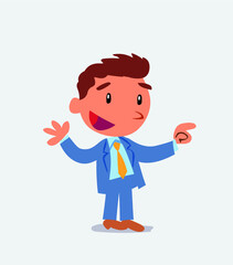 cartoon character of businessman smiling while pointing