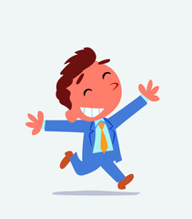 cartoon of businessman running euphoric
