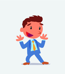 Pleasantly surprised cartoon character of businessman