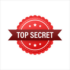 Top secret red label, stamp on white background. Vector stock illustration.