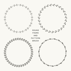 Obraz premium Hand drawn round frame and pattern brush set