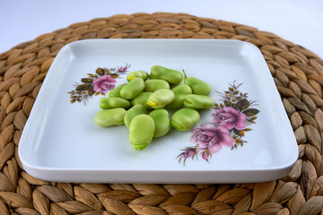 Fresh and organic raw fava, broad beans