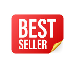 Best seller badge. Best seller Red label. Retail badge. Advertisement symbol. Vector illustration.