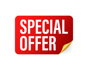Special Offer grunge style red colored. Discount label. Vector stock illustration.