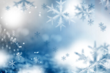 Christmas snow. Blue winter background