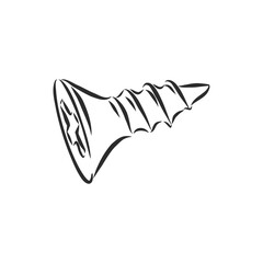 screws, nails isolated on a white background. Vector illustration, metal screw vector sketch illustration