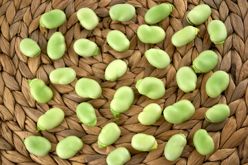 Fresh and organic raw fava, broad beans