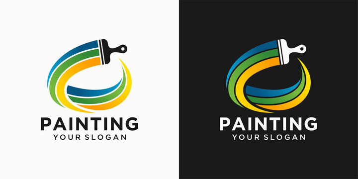 House Painting Logo Design Vector Template
