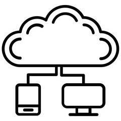 
IT system connected to a cloud, design for cloud information icon 
