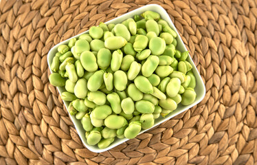 Fresh and organic raw fava, broad beans