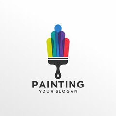 House painting logo design vector template
