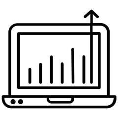 
Laptop along with growing bars showing growth traffic icon 
