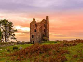 South Phoenix Tin Mine, Minions, Cornwall, at sunset in autumn