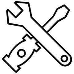 
Spanner and screwdriver making a cross showing technical support icon

