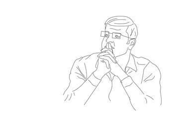 sketch of a person with glasses