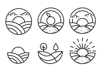 Simple line art farm logo