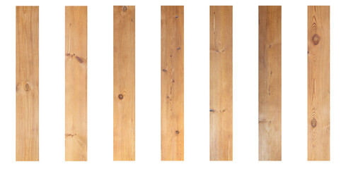 Rustic plank of pine wood isolated on white background with clipping path for for vintage design purpose