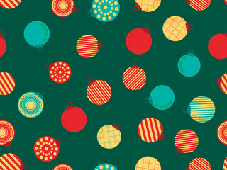 Christmas ball ornaments seamless pattern. Great for brochures, promotional material, wrapping paper and wallpapers. Vector illustration