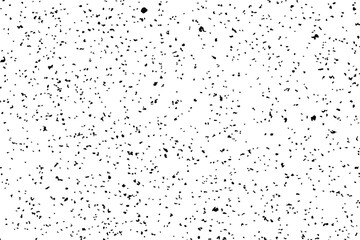 Grunge mottled texture. Monochrome background of small noise with rare particles, inclusions, debris and graininess. Overlay template. Vector illustration