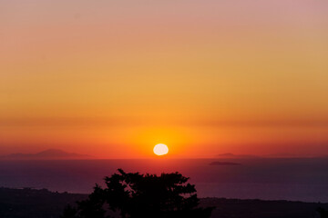 Zachód słońca w greckiej Zia - obrazy, fototapety, plakaty