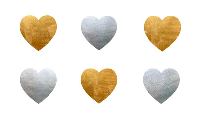 Heart with metallic painted texture. Hand drawn background or backdrop. Decorative painting. Blank template for banner, poster or print.