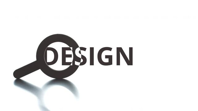 DESIGN text pops up from the loupe icon, conceptal clip