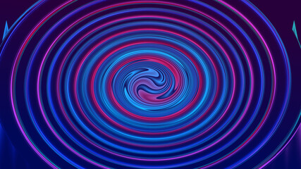 Pink purple neon circles abstract background.3D illustration with paper cut style.