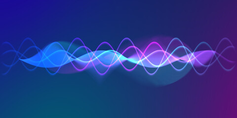 Speaking sound wave lines illustration.Colorful gradient motion abstract background.