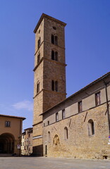 Fototapeta na wymiar Bell tower of the Cathedral of the Assumption of Volterra, Tuscany, Italy