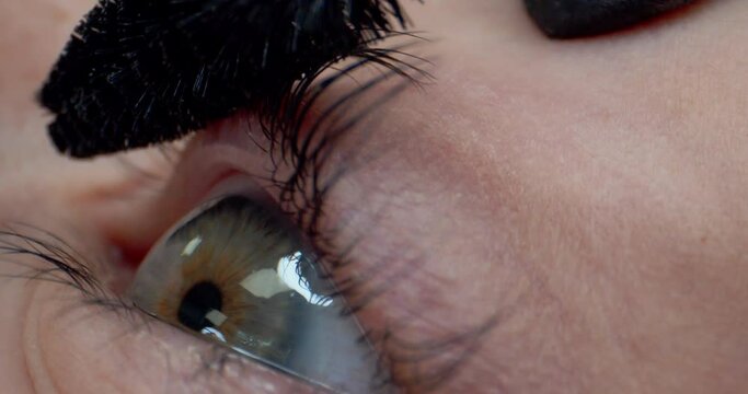 Closeup of using a Brush on Eyelashes