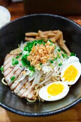 Dry Noodles with Boiled Vegetables and Boiled Eggs , Japanese-style ramen