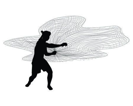 Fisher man with net silhouette vector