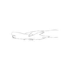 SINGLE-LINE DRAWING: HANDS (9). This hand-drawn, continuous, line illustration is part of a collection artworks inspired by the drawings of Picasso. Each gesture sketch was created by hand. 
 - obrazy, fototapety, plakaty