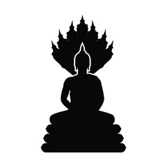 Buddha image silhouette vector, religion concept.